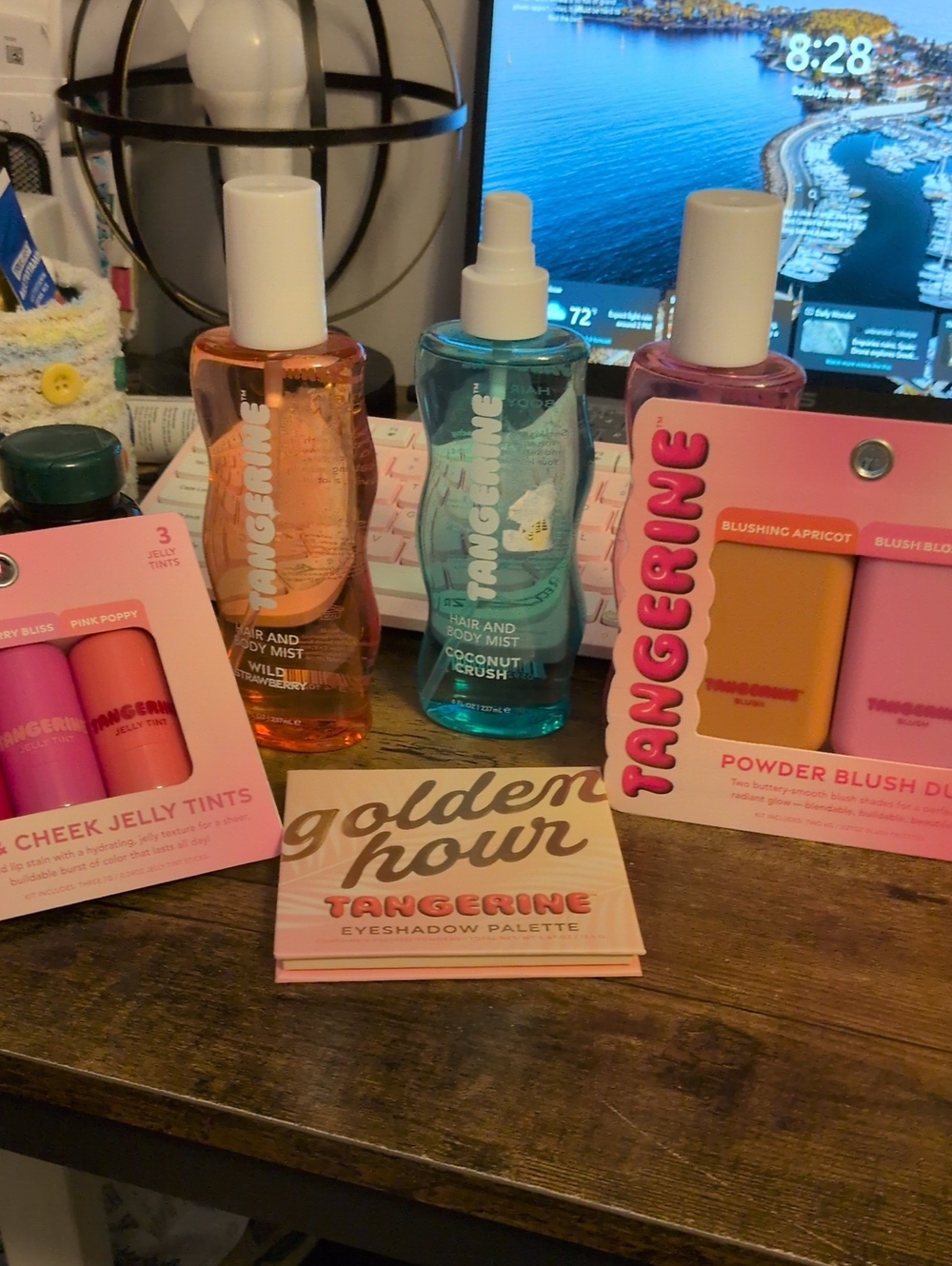 Tangerine 3; Body Mist 2 blush Duo - 3Lip Cheek Jelly Tint/  Eye Shadow BUNDLE